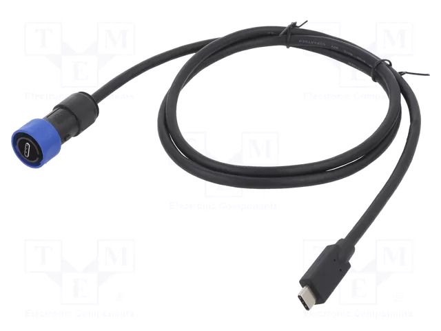 Cable; USB Buccaneer; USB C socket,USB C plug; IP68; 1m BULGIN PXP4041/C/C/1M00
