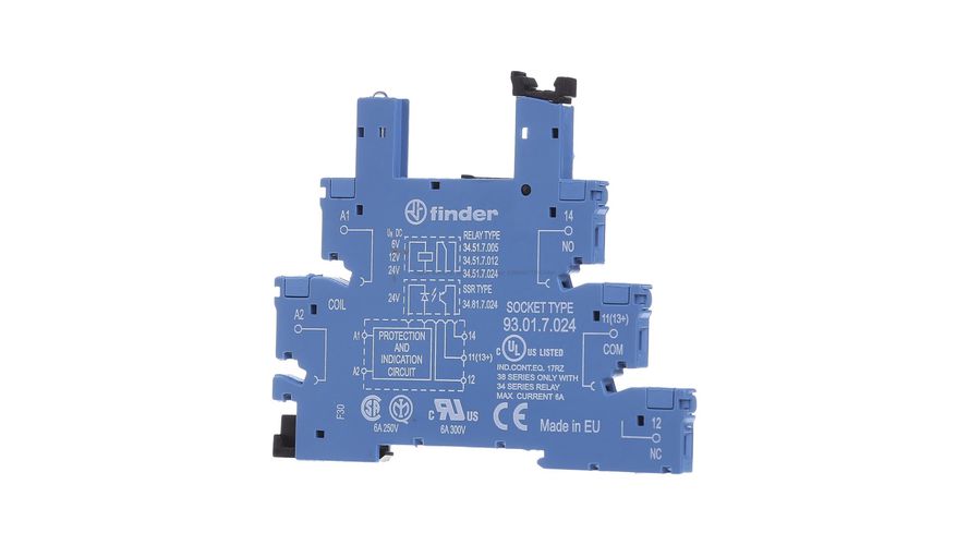 Relays accessories:socket;Mounting:DIN;Leads:screw terminals 93.01.7.024 8012823123035