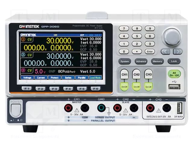 Power supply: programmable laboratory; Ch: 3; 0÷30VDC; 0÷6A; 0÷6A GW INSTEK GPP-3060-GPIB