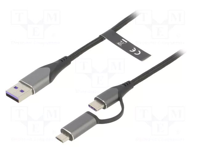 Cable; USB 2.0; USB A plug,USB B micro plug,USB C plug; 0.5m VENTION CQFHD