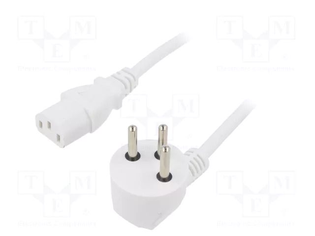 Cable; 3x0.75mm2; IEC C13 female,IS1-16P (H) plug angled; PVC LIAN DUNG SN32-3/07/1.8WH