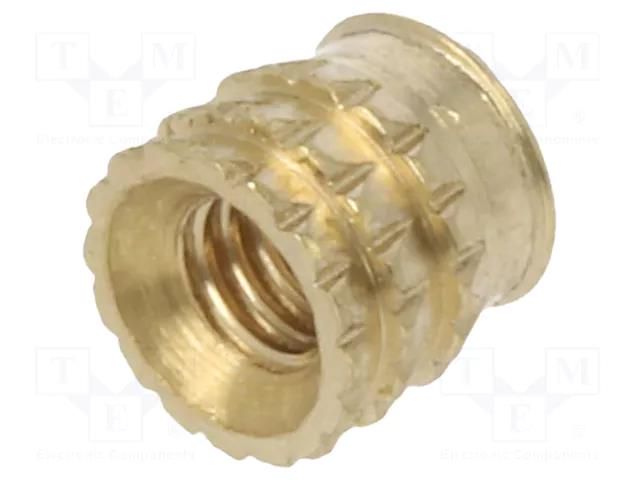 Threaded insert; brass; M2,5; BN 37885; L: 4.1mm; for plastic TAPPEX KVT-002M2.5