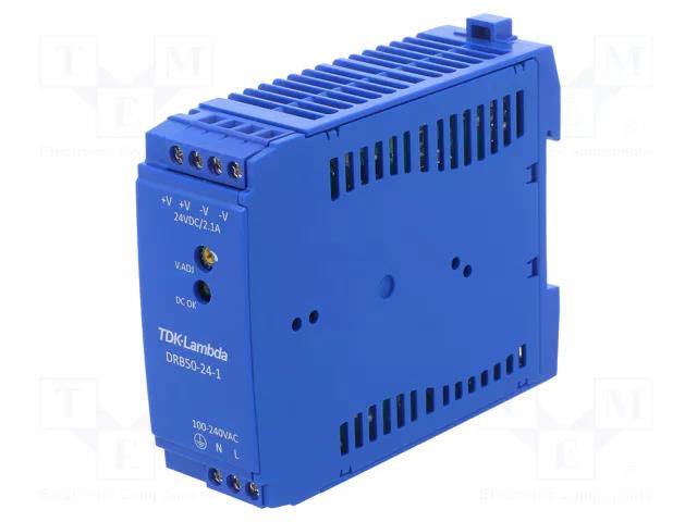 Power supply: switching; for DIN rail; 50W; 24VDC; 2.1A; 85÷264VAC TDK-LAMBDA DRB50-24-1