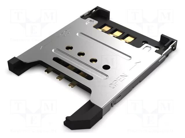 Connector: for cards; Mini SIM; with hinged cover; SMT; PIN: 6; 1A GCT SIM5051-6-0-18-00A