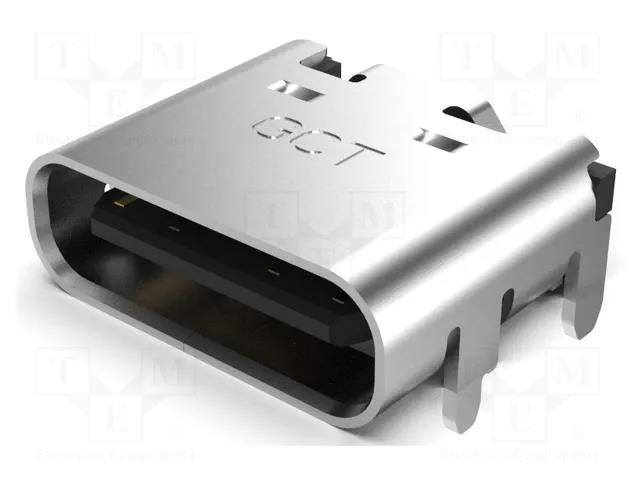 Connector: USB C; socket; SMT; PIN: 16; horizontal; top board mount GCT USB4105-GF-A-060