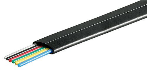 Telephone Flat Cable 6-core, 100 m Reel, AWG 28, CCA (copper-clad aluminium), 100 m, black - copper-clad aluminium wire (CCA) 93306