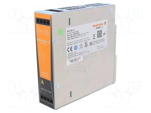 Module: diode; for DIN rail; 24VDC; 20A; 0÷60VDC; -40÷70°C WEIDMÜLLER PRO-DM-10