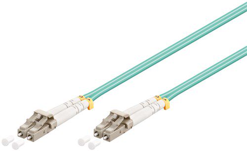 Fibre Optic Cable, Multimode (OM3) Aqua, 2 m, turquoise - optical fibre (FOC), LC-UPC male > LC-UPC male, halogen-free cable sheath (LSZH) 93385