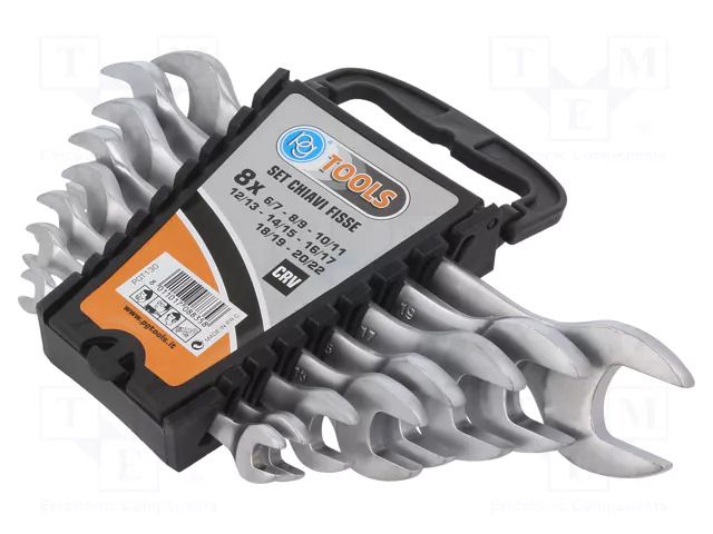 Wrench-set; spanner; Chrom-vanadium steel; 8pcs. PG TOOLS PG-T130