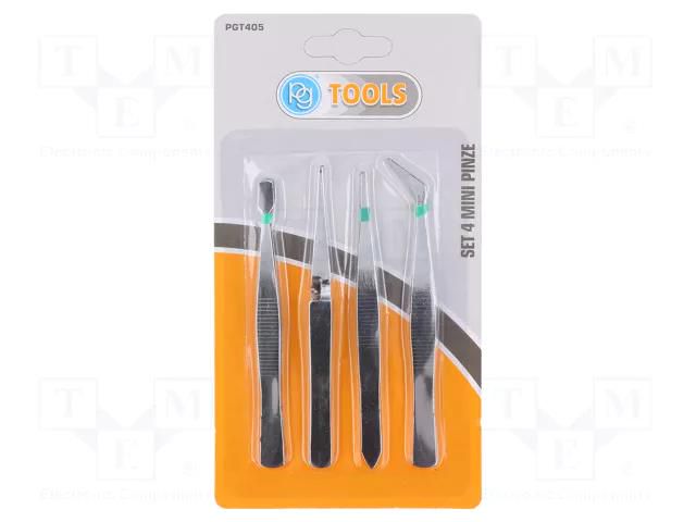 Tweezers-set; for precision works; 4pcs. PG TOOLS PG-T405