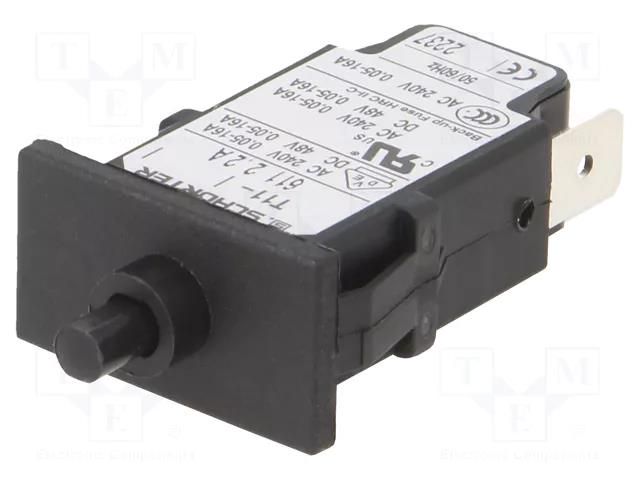 Circuit breaker; Urated: 240VAC; 48VDC; 2.2A; SPST; Poles: 1; MCB SCHURTER T11-611-2.2A