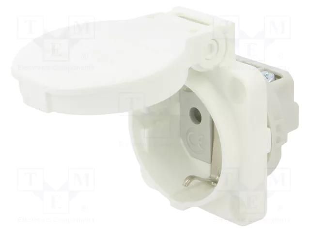 Connector: AC supply; socket; 2P+PE; 250VAC; 16A; white; PIN: 3; IP54 PCE 105-0W