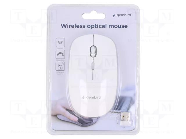 Mouse; white; USB A; wireless,optical; No.of butt: 4; 10m GEMBIRD MUSW-4B-01-W