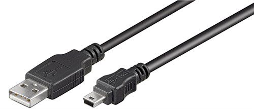 USB 2.0 Hi-Speed Cable, black, 1.5 m - USB 2.0 male (type A) > USB 2.0 mini male (type B, 5-pin) 93623