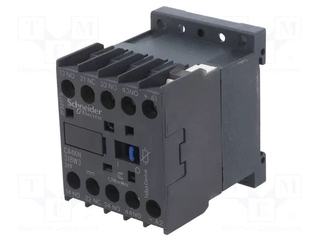 Contactor: 4-pole; NC + NO x3; 24VDC; 10A; TeSys D; W: 45mm; H: 58mm SCHNEIDER ELECTRIC CA4KN31BW3