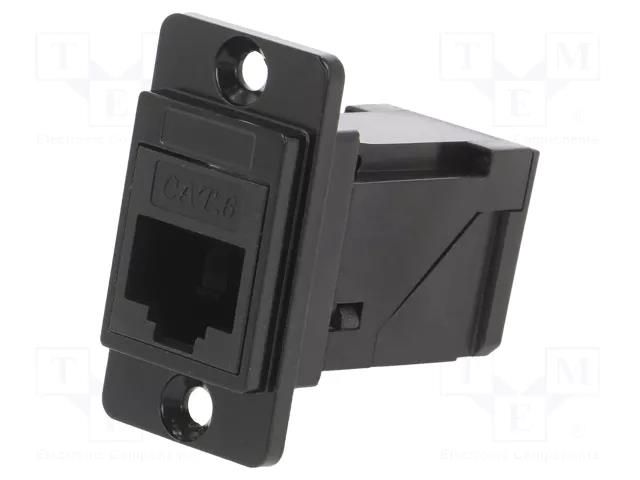 Coupler; DUALSLIM; Cat: 6; 8p8c; RJ45 socket,both sides; angled CLIFF CP30752MB