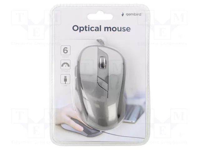 Mouse; black,grey; USB A; optical,wired; DPI change button; 1.35m GEMBIRD MUS-6B-01-BG