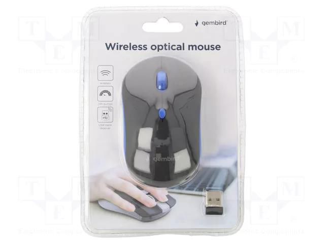 Mouse; black,blue; USB A; wireless,optical; No.of butt: 4; 10m GEMBIRD MUSW-4B-03-B