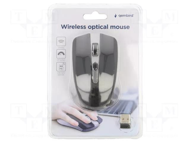 Mouse; black,grey; USB A; wireless,optical; No.of butt: 4; 10m GEMBIRD MUSW-4B-04-GB