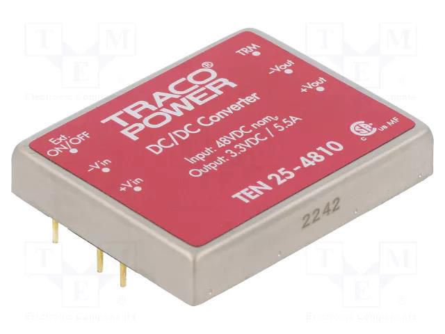 Converter: DC/DC; 25W; Uin: 36÷75VDC; Uout: 3.3VDC; Iout: 5500mA TRACO POWER TEN25-4810