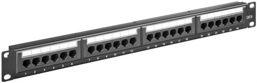 CAT 6 19 inch (48.3 cm) Patch Panel, 24 Port, black - UTP unshielded 93866