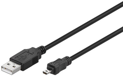 USB 2.0 Hi-Speed Cable, Black, 1.8 m - USB 2.0 male (type A) > USB 2.0 Mini male (Type B, 8-Pin) 93972