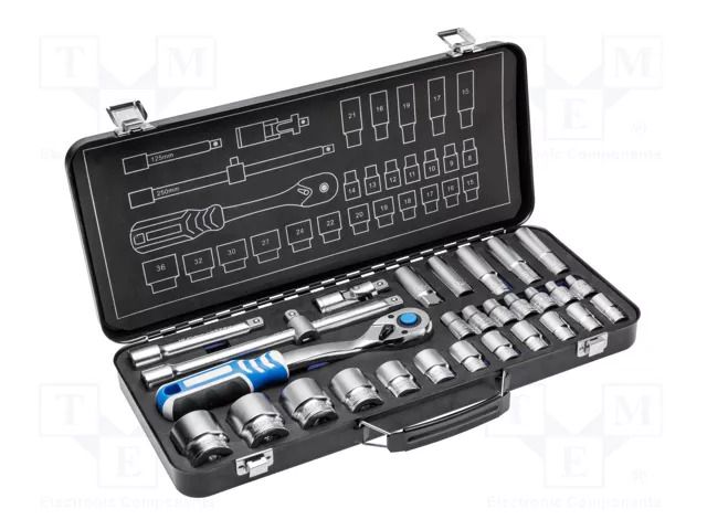 Wrench-set; 6-angles,socket spanner; 1/2"; 29pcs. HÖGERT TECHNIK HT1R480