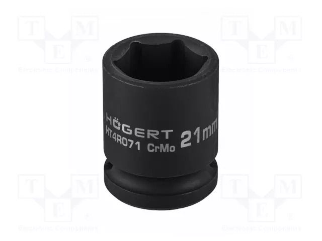 Socket: 6-angles; socket spanner,impact; HEX 21mm; 1/2"; short HÖGERT TECHNIK HT4R071