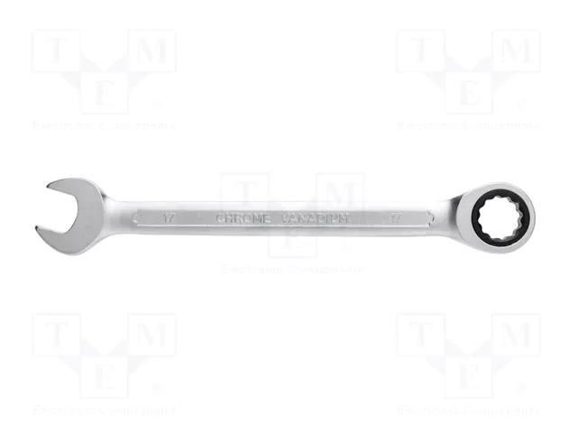 Wrench; combination spanner,with ratchet; 17mm HÖGERT TECHNIK HT1R017
