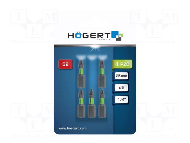 Screwdriver bit; Pozidriv®; PZ0; 1/4"; Kind: impact; 5pcs. HÖGERT TECHNIK HT1S125
