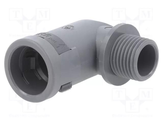 90° angled connector; Thread: metric,outside; polyamide 6; grey PMA I-SVWD-M162GT