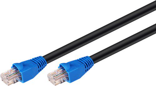 CAT 6 Outdoor Patch Cable, U/UTP, black, 20 m - copper-clad aluminium wire (CCA), double-layer cable jacket (PE) 94392