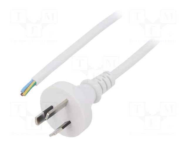 Cable; 3x0.75mm2; AS/NZS 3112 (I) plug,wires; PVC; 1.5m; white LIAN DUNG S27-3/07/1.5WH