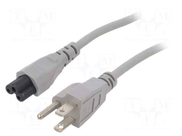 Cable; 3x18AWG; IEC C5 female,NEMA 5-15 (B) plug; PVC; 5m; grey LIAN DUNG SN35-3/18/5GY