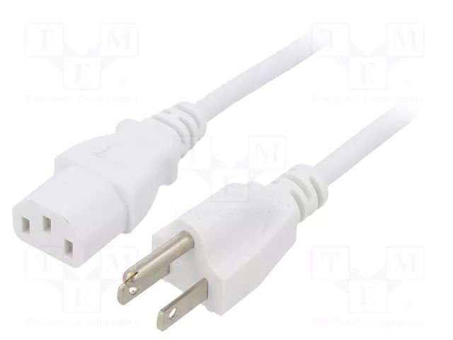 Cable; 3x18AWG; IEC C13 female,NEMA 5-15 (B) plug; PVC; 1.8m LIAN DUNG SN22-3/18/1.8WH