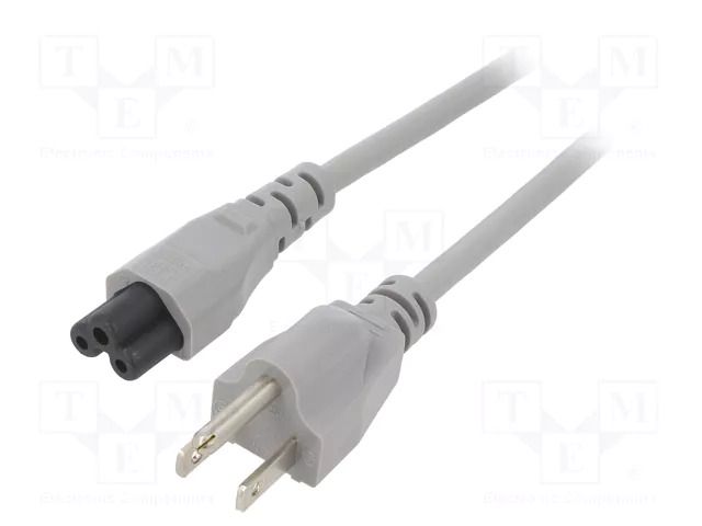 Cable; 3x18AWG; IEC C5 female,NEMA 5-15 (B) plug; PVC; 1.8m; grey LIAN DUNG SN35-3/18/1.8GY