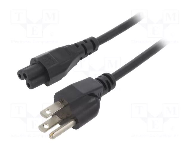 Cable; 3x18AWG; IEC C5 female,NEMA 5-15 (B) plug; PVC; 1m; black LIAN DUNG SN35-3/18/1BK