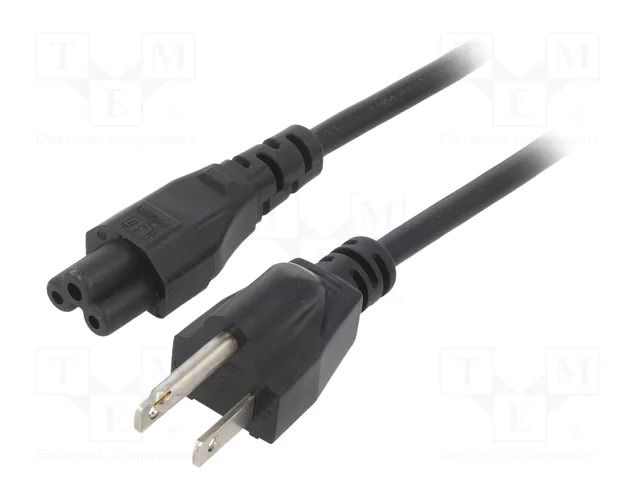 Cable; 3x18AWG; IEC C5 female,NEMA 5-15 (B) plug; PVC; 3m; black LIAN DUNG SN35-3/18/3BK