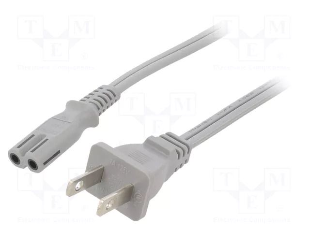 Cable; 2x18AWG; IEC C7 female,NEMA 1-15 (A) plug; PVC; 1.8m; grey LIAN DUNG SN36-2/18/1.8GY