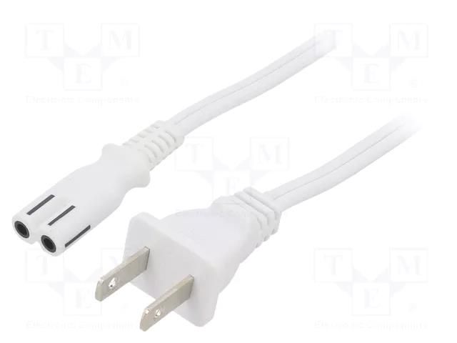 Cable; 2x18AWG; IEC C7 female,NEMA 1-15 (A) plug; PVC; 1m; white LIAN DUNG SN36-2/18/1WH