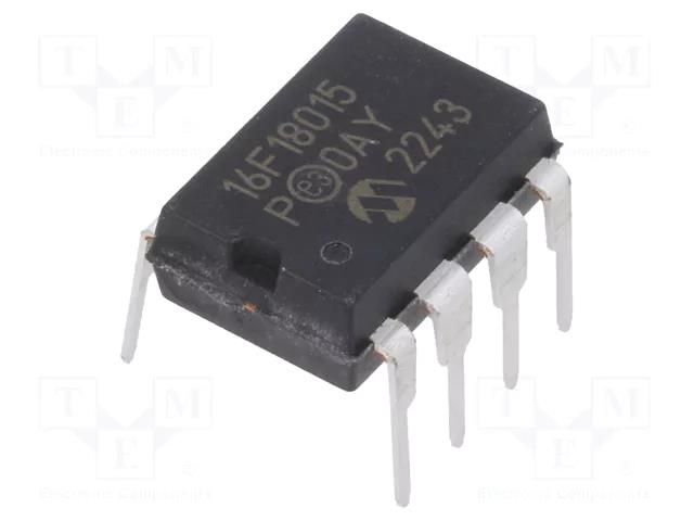 IC: PIC microcontroller; 14kB; ADC,DAC,EUSART,I2C / SPI; THT MICROCHIP TECHNOLOGY PIC16F18015-I/P
