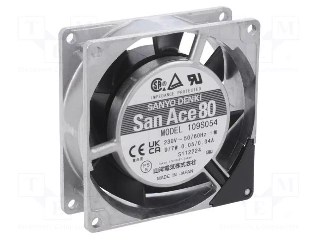 Fan: AC; axial; 80x80x25mm; 37.8m3/h; 30dBA; ball; 2650rpm; 230VAC SANYO DENKI 109S054
