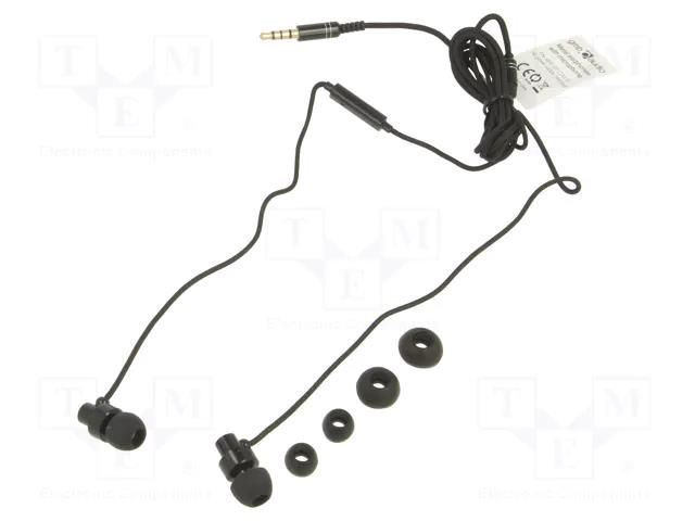Headphones with microphone; black; Jack 3,5mm; in-ear; 1.2m; 32Ω GEMBIRD MHS-EP-CDG-B