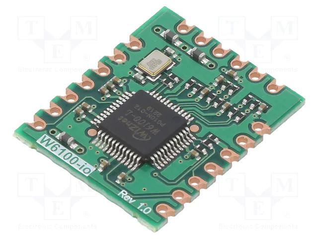Module: Ethernet; Comp: W6100; 3.3VDC; 24x20x2.6mm; Ethernet,SPI WIZNET W6100IO