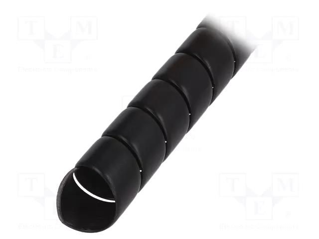 Spiral wrapping; ØBundle : 29mm; polypropylene; black; L: 1m HELLERMANNTYTON SPF25-PP-BK