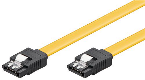 PC Data Cable, 6 Gbit/s, Clip, 0.3 m, yellow - SATA L-Type male  > SATA L-Type male 95019