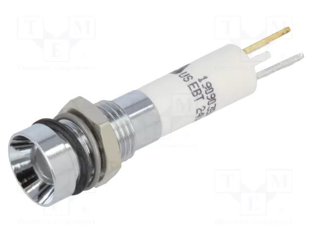 Indicator: LED; recessed; white; 24VDC; 24VAC; Ø8mm; IP67; ØLED: 5mm CML INNOVATIVE TECHNOLOGIES 1909035W