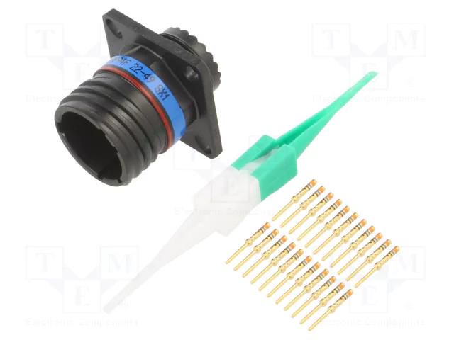 Connector: military; socket; male; PIN: 22; straight; crimped; 5A AMPHENOL AIR D38999/20ZC35PN