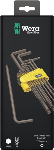 950/13 Hex-Plus Imperial 1 SB L-key set, imperial, BlackLaser, 1 x 5/64x100; 1 x 3/32x112; 1 x 7/64x119; 1 x 1/8x126; 1 x 9/64x132; 1 x 5/32x140; 1 x 3/16x160; 1 x 7/32x180; 1 x 0.05x83; 1 x 1/4x190; 1 x 1/16x91; 1 x 5/16x200; 1 x 3/8x212, Wera 05021721001