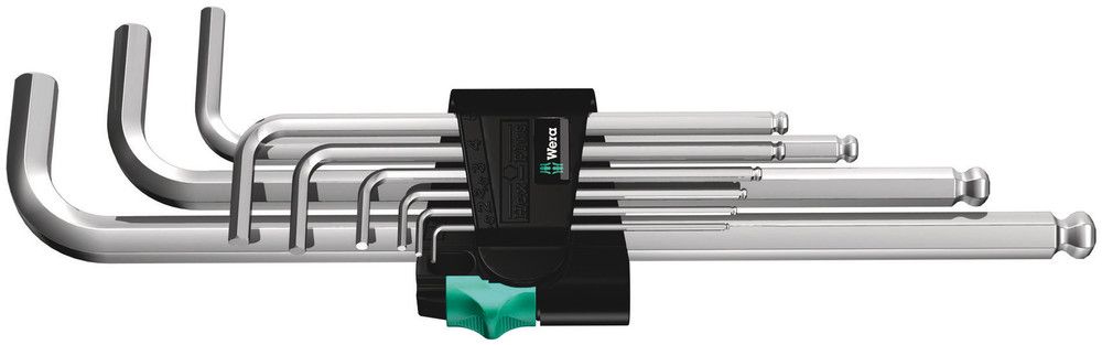 950/9 Hex-Plus 1 L-key set, metric, chrome-plated, 1 x 1.5x90; 1 x 2.0x100; 1 x 2.5x112; 1 x 3.0x126; 1 x 4.0x140; 1 x 5.0x160; 1 x 6.0x180; 1 x 8.0x200; 1 x 10.0x219, Wera 05022087001